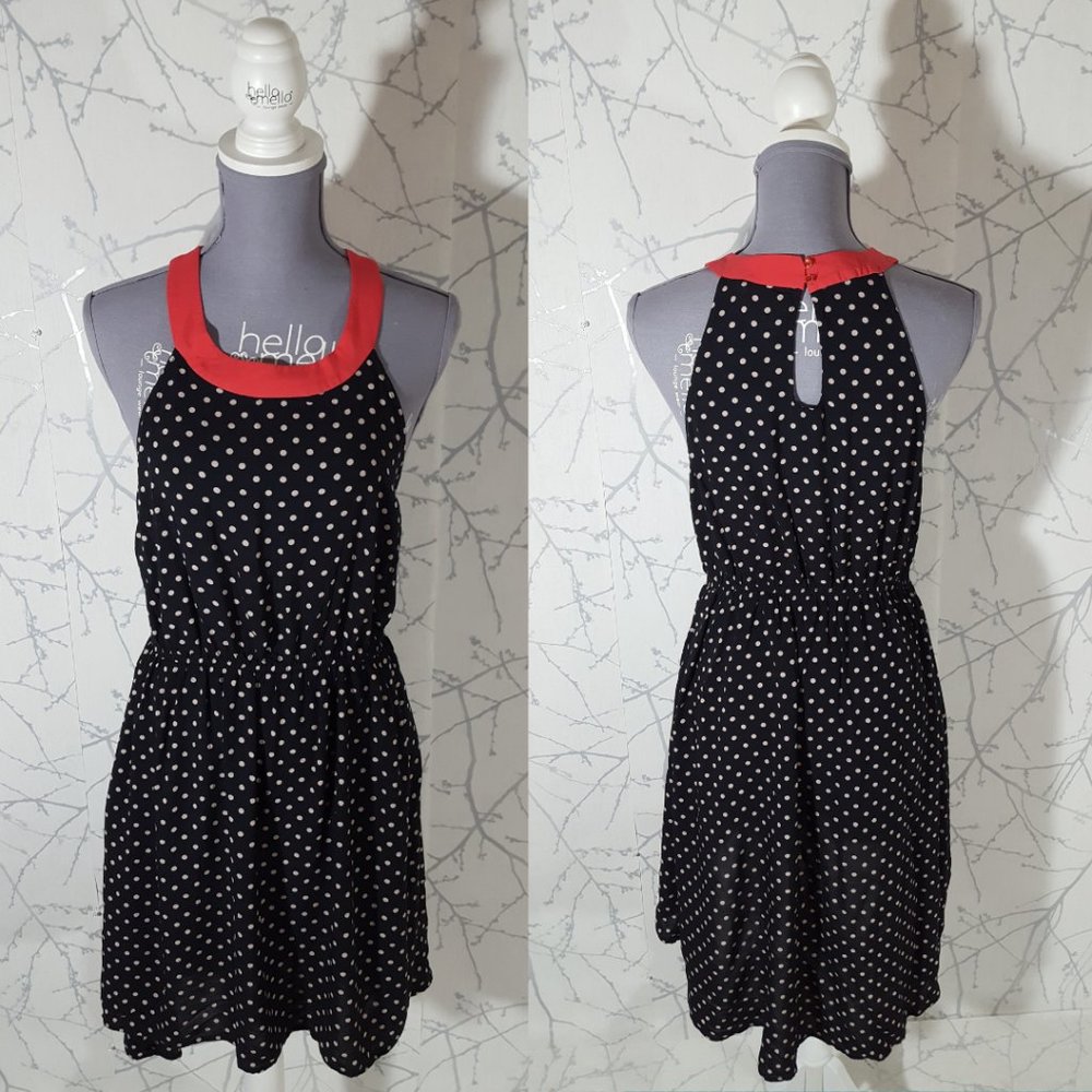 Lilka Black Polkadot Sleeveless High Low Dress